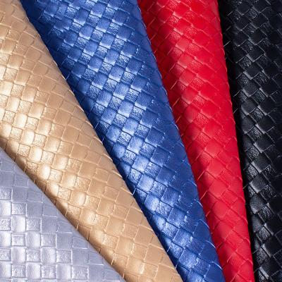 China Waterproof Bamboo Soft Weave Pattern Luggage Package Decoration Woven Fabric PVC Material Leatherette for sale