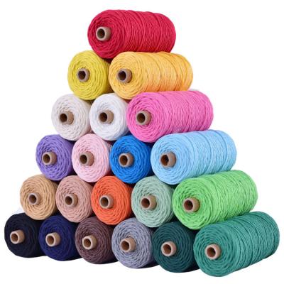 China Wholesale 100m/roll 3mm Twisted Rope Wall DIY Cotton Macrame Thread High Tenacity Handmade Braided Decorative Rope for sale