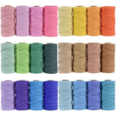 China Wholesale 100m/roll 4mm High Tenacity Crochet Rope Wall DIY Cotton Macrame Twisted Yarn Per Braided Decorative Rope for sale