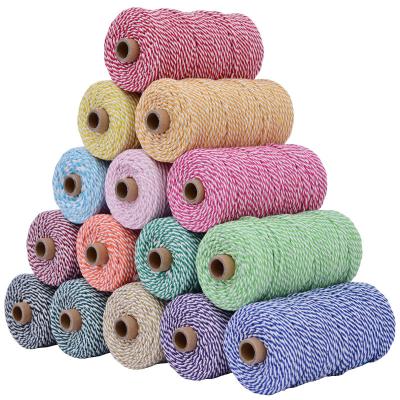 China Wholesale Colorful High Tenacity 100M/Roll Macrame Yarn Baker's Twine String Rope Cotton Rope For Gift Butchers Baking Crafts for sale