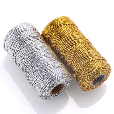 China High Tenacity 100m/Roll 1.5mm Gold Silver Color Wire Rope Wrapping Rope Ornament Twine For Wedding Party Gift Decor for sale