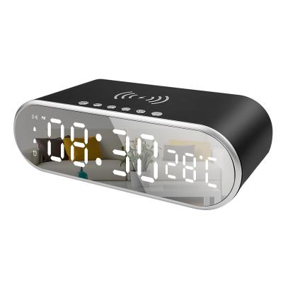 China 2023 new multi-function smart wireless charger speaker temperature calendar and mobile phone alarm clock for sale