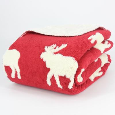 China Cozy Christmas Reindeer Anti-pilling Winter Vacation Cabin Reversible Blanket for Sofa Couch for sale