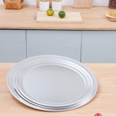 China Sustainable 7/8/9/10/11/12/13/14/16/18 Inch Aluminum Pizza Pan Pizza Tray Baking Pan Round Pizza Tray For Kitchen for sale