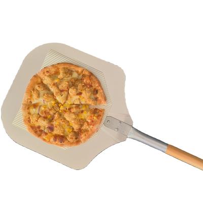 China Sustainable New design  Pizza Tools 12x14 inch Aluminum Pizza Peel And  Pizza Transfer Tray  For Baking Grilling for sale