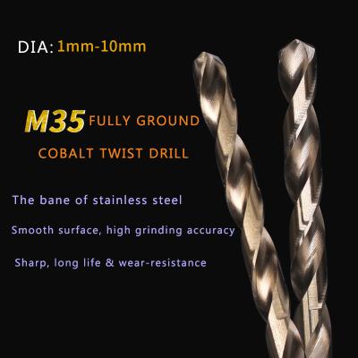 China Factory-direct sale M35 stainless steel fully ground cobalt HSS twist drill for sale