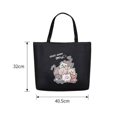 China Eco-friendly custom made unisex daily shopping bag cartoon campus style student canvas shopping bag handbag for sale