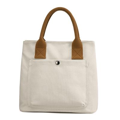 China New soft fabric women's casual shopping, simple fashion, vintage shape, soft canvas tote bag for sale