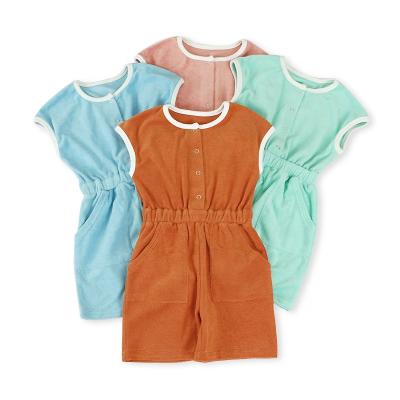 China Anti-pilling Towel Cloth Fashion Kids Clothing Size Girl Summer Overalls for sale