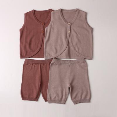 China Boutique Casual Hot Sale Summer Baby Boys Sleeveless Knitted Clothing Set Boy Outfits for sale