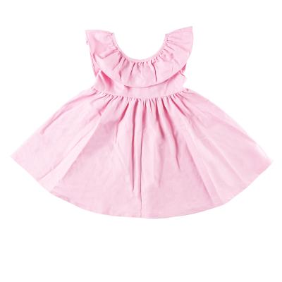 China New Wholesale Baby Girl Dress Breathable Pattern Canvas Skirt With Ruffle Neck For Kids for sale