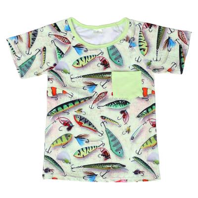 China Sustainable Wholesale Baby Boy Clothing Sets Fish Printing Design Boy Raglan T Shirts for sale