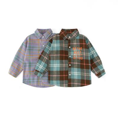 China Wholesale Boy's Clothing Breathable Cotton 100% Long Sleeve Boys Plaid Shirt for sale