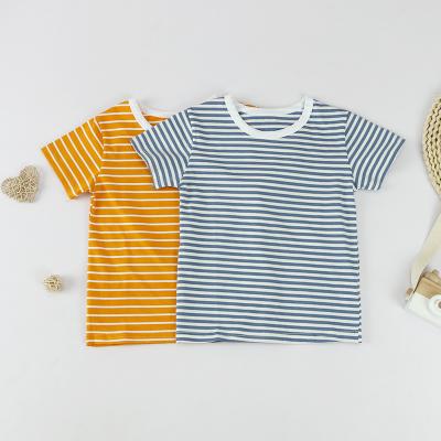 China Wholesale RTS Breathable Items Stripped Color Tops Summer Boutique For Baby Kids T-shirt Kids Clothes for sale