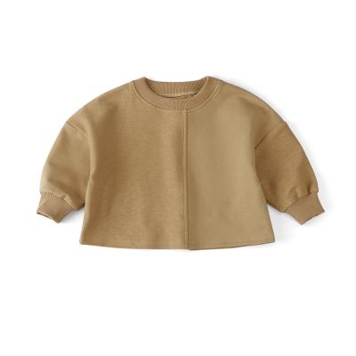 China Breathable Unisex Solid Baby Toddler Baby T-shirt Sweatshirt Pullover Cotton Kids Crewneck Long Sleeve Tops Blouse for sale