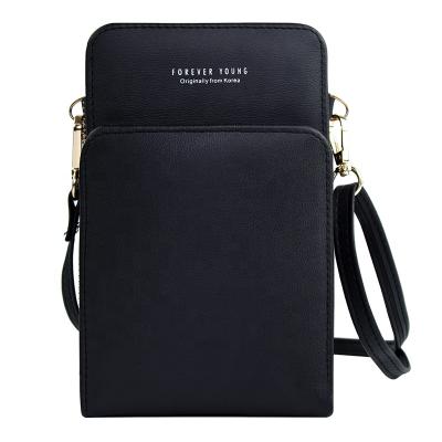 China Multifunctional Cell Phone Bag 2021 Large Capacity Solid Color Phone Holder Bag Women Tilting Purses for sale