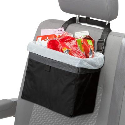 China Dresser ; Universal Auto Car Trash Bag Ash Bag With Side Pockets Collapsible Hanging Hanging Garbage Bin For Back Seat for sale