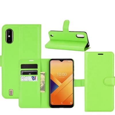 China Premium Green Flip Back Cover Case For Wiko Y81 Cell Phone Case Lichi PU Leather Wallet Card Holder for sale