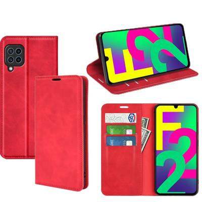 China Shockproof For Samsung Galaxy F22 M22 Silky PU Leather Folio Flip Wallet Case Pouch for sale