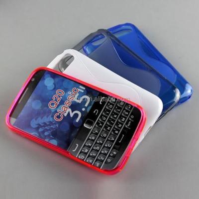 China Flexible Eco-friendly S Wave Line Shape TPU Soft Gel Case For BlackBerry Classic Q20 Back Cover Housing for sale