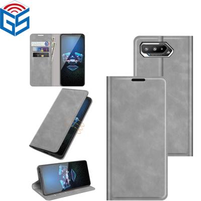 China Magnetic Mobile Phone Case Silky Feeling Suck Leather Flip Back Cover For Asus Rog Phone 5 for sale