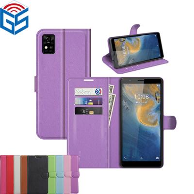 China Shockproof For Zte Blade A31 Lichi Premium PU Leather Wallet Flip Cover Case Purple for sale