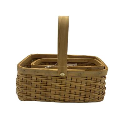 China sy22380 Viable Thin Wooden Strip Weaving Movable Flower Basket Handle Flower Basket Storage Basket Waterproof Cover 2 for sale