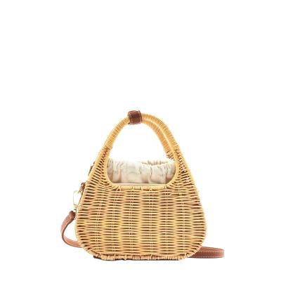 China New High Quality Fashion Rattan Straw Bag Hand Camel Braided Bag Shoulder Cross - Body Women's Bag for sale