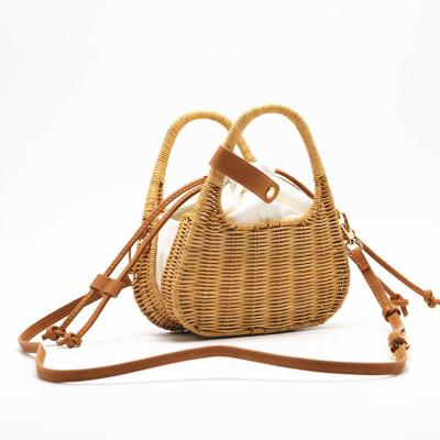 China Wholesale High Quality Mini Handmade Gift Rattan Woven Bag Decorative Fashion Woven Bag for sale