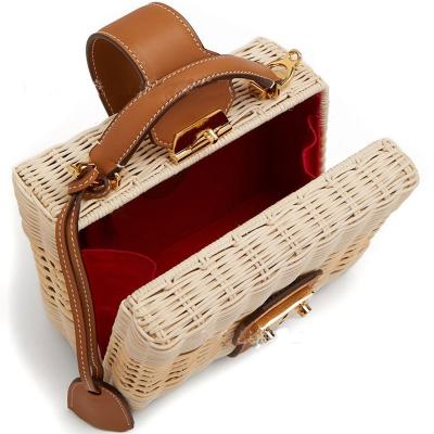 China Customizable Retro High Quality Rattan Bag Portable Handmade Hand - Woven Women's Bag Rattan Woven Bag for sale