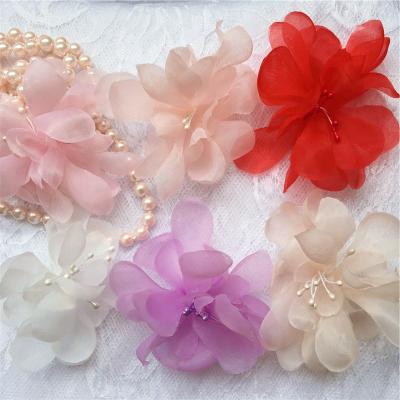 China 3D Handmade Organza Multicolor Auxiliary Headdress Decorative Flowers 3D Flowers for sale