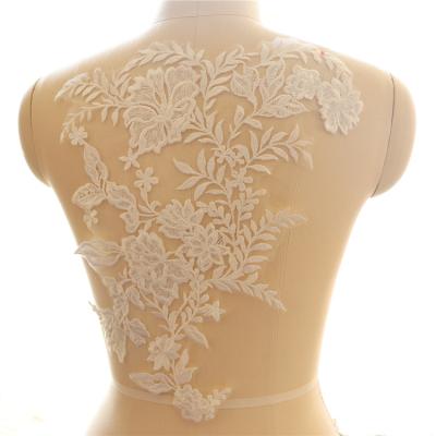 China Handmade Sequins Lace Flower Lace Accessories Wedding Dress Decoration Patch for sale