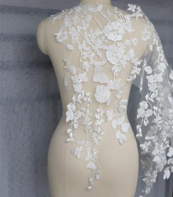 China Handmade Embroidery Lace Wedding Dress Making Material Mesh Fabric for sale