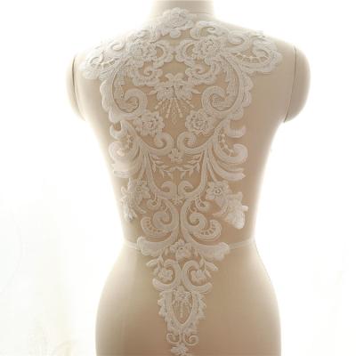 China Exquisite Embroidered Lace Back Stickers DIY Wedding Dress Veil Decorated With Flowers for sale