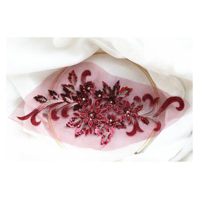 China 3D 3D Beading Flower Dress Costume Headdress Flower Stickers Lace Up Applique for sale