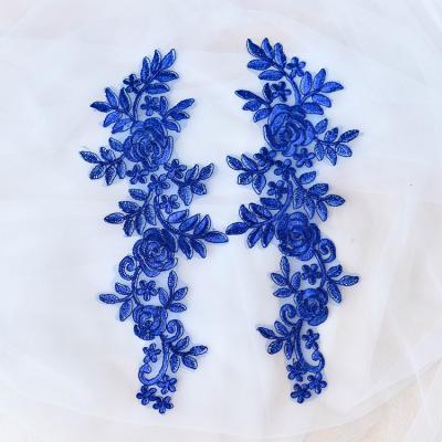 China Dress Accessories Materials Embroidery Flowers Cloth Stickers Cloth Border Handmade Mirror Flowers Wedding for sale