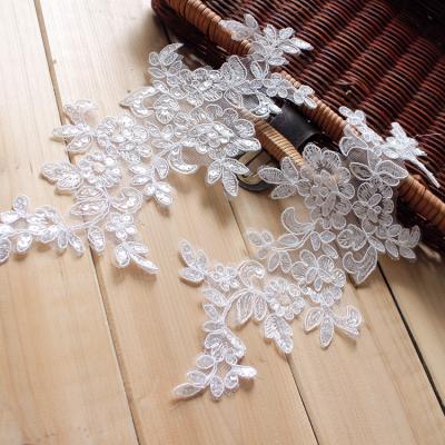 China 3D Wedding Dress Veil Lace Applique DIY Lace Flower Embroidered Applique for sale