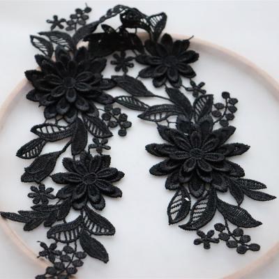 China Water Soluble 3D Embroidery Flowers DIY Handmade Lace Mirrored Flowers for sale