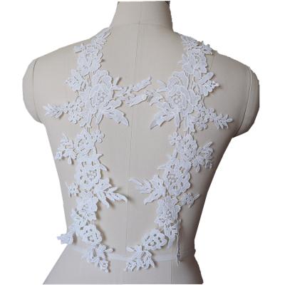 China Pair high quality water soluble lace flower embroidery flowers bridal dress headwear accessories for sale