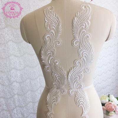 China Handmade Embroidery Applique DIY Handmade Wedding Dress Accessories White for sale