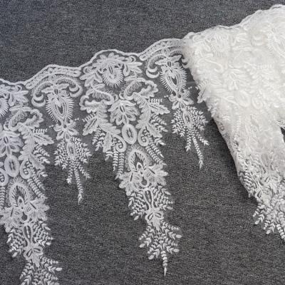 China Handmade Embroidery Lace DIY Wedding Dress Veil Decoration White Lace Accessories 57cm for sale