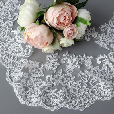 China 3D border lace DIY wedding dress embroidery lace flower lace flower lace white for sale