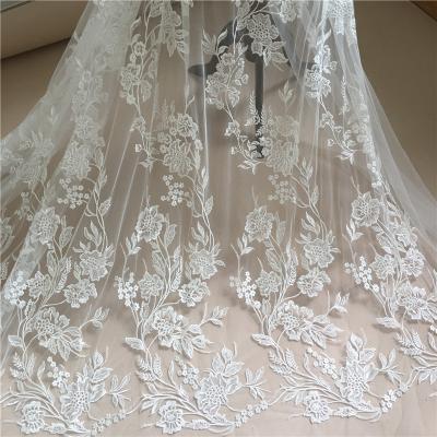 China 3D Embroidery Lace Flower Mesh Accessories Wedding Dress Lace Fabric for sale