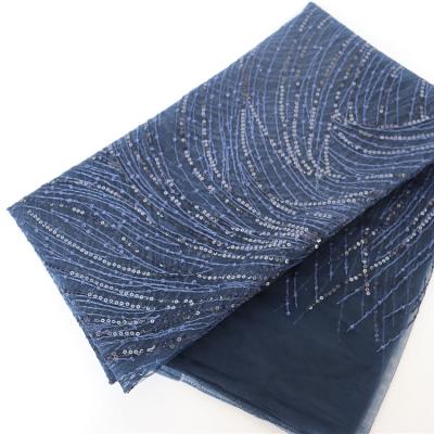 China Auxiliary Materials Striped Women's DIY Fabric New Mesh Sequin Handmade Lace Fabric for sale