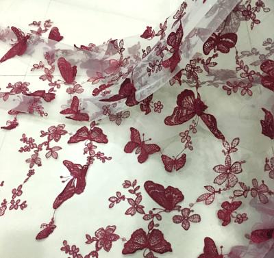 China Wholesale 3D 3D Embroidery Butterfly Yarn Lace Fabric Dress Skirt Net Accessories Wholesale for sale