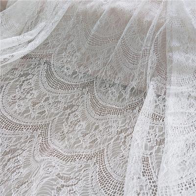 China Handmade French Lace DIY Wedding Dress Headpiece Accessories Eyelash Lace Fabric for sale