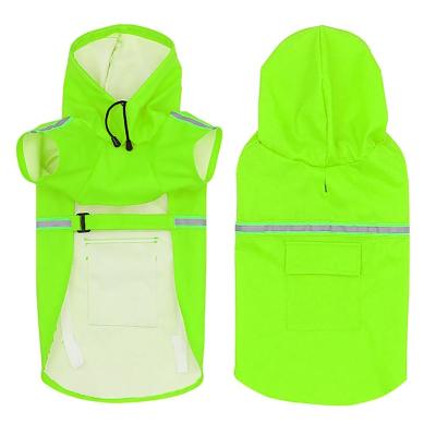 China Sustainable Dogs Raincoat With Reflective Hat In The Night PU Leather Raincoat Clothes Hoodies For Dogs for sale