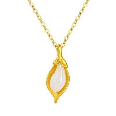 China Other Chinese Supply Professional Hard Pure Gold Hetian Jade 3d Magnolia Pendant for sale