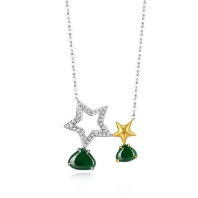 China Best Selling Fashionable Jade Necklace Star Emerald Necklace 18k Gold Star Top Quality for sale