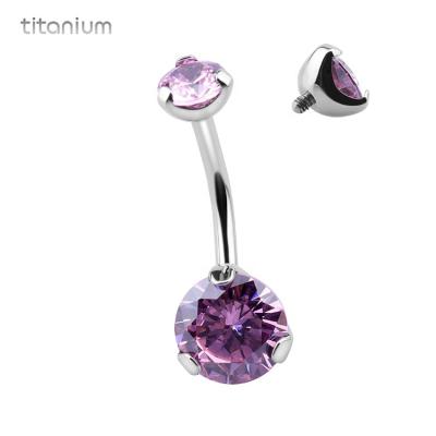 China F136 Fashion Zircon Claw Setting Titanium Navel Ring Body Piercing Jewelry for sale